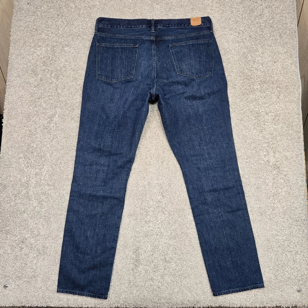 J Crew Jeans Mens 36x32 Blue 1040 Straight Leg Tapered Denim 100% Cotton NEW